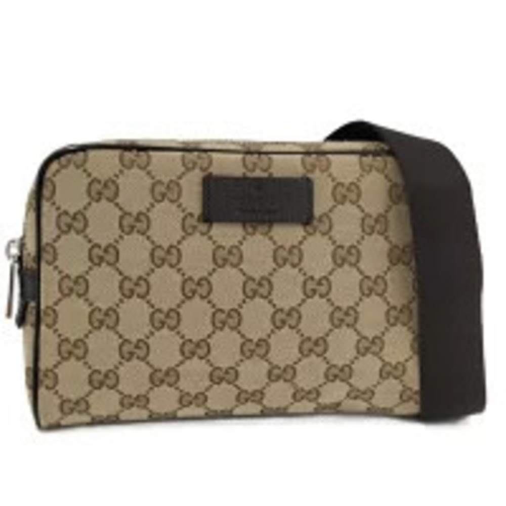GUCCI GG Canvas Body Bum Crossbody Belt Bag Waist Beige